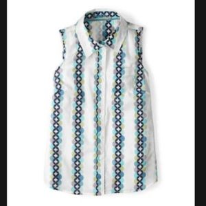 Preowned Boden Blue Geo Stripe Sleeveless Blouse, multicolored,, Size U.S. 4